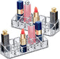 Amazing Abby - Glamour - 2-Pack 12-Slot Acrylic Lipstick Organizer, Lipstick Holder, Lip Gloss Holder, Cosmetic Storage Display, Perfect Storage Solution for Drawer and Vanity (Slot Size: 0.9" x 0.9")