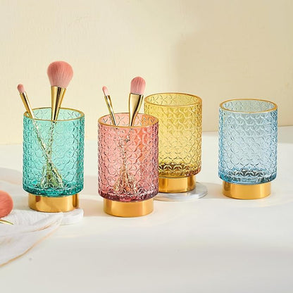 Makeup Brush Holder Organizer,Toothbrush Holders,Desk Pen Pencil Holder,Multifunctional Vintage Glass Brush Cup（A44-6-US）