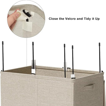 WOWLIVE 154L Double Laundry Hamper with Lid and Removable Laundry Bags, Large Dirty Clothes Hamper 2 section Collapsible Laundry Basket Dorm Room Storage for Bedroom, Bathroom, College,Wheat
