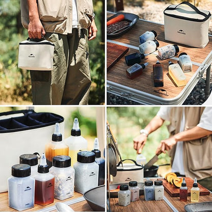 windhike Naturehike PP 6/8 Pcs-Set Travel Spice Containers, Camping Spice Kit with Separable Storage Bag, Portable Anti-leakage Design Spice Condiment Dispenser for Picnic BBQ Backpacking Hiking (8)