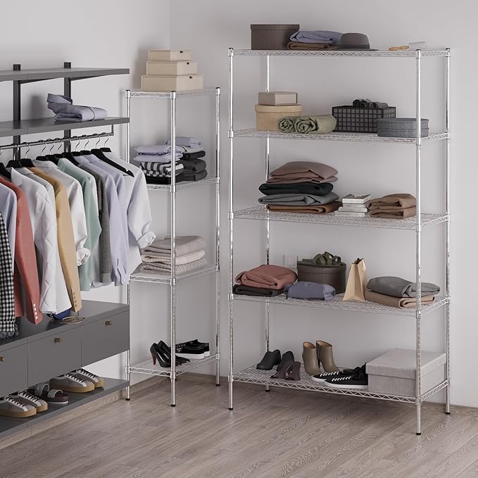 21" Deep x 48" Wide x 86" Height Wire Shelving Kit | 5-Tier | NSF Commercial Storage Rack Unit