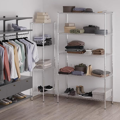 21" Deep x 48" Wide x 86" Height Wire Shelving Kit | 5-Tier | NSF Commercial Storage Rack Unit