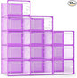 Kuject X-Large Shoe Storage Boxes Organizers Clear Plastic Stackable 12 Pack, Shoe Rack & Holder Substitute, Sneaker Containers, Toy Storage Organizer Bins for Entryway, Closet, Under Bed, Purple