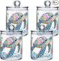 4 Pack Qtip Holder Dispenser Mtazmzmxnjy3z0vob2lkb1cyt1cx(1) Cotton Ball Swab Round Pads Floss Clear Bathroom Storage Containers Plastic Apothecary Jars with Lids