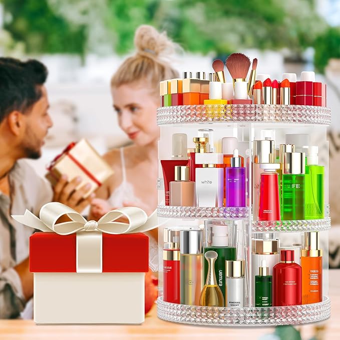 Awenia Makeup Organizer 360-Degree Rotating, Adjustable Makeup Storage, 7 Layers Large Capacity Cosmetic Storage Unit, Fits Different Types of Cosmetics and Accessories, Plus Size(Acrylic Clear)