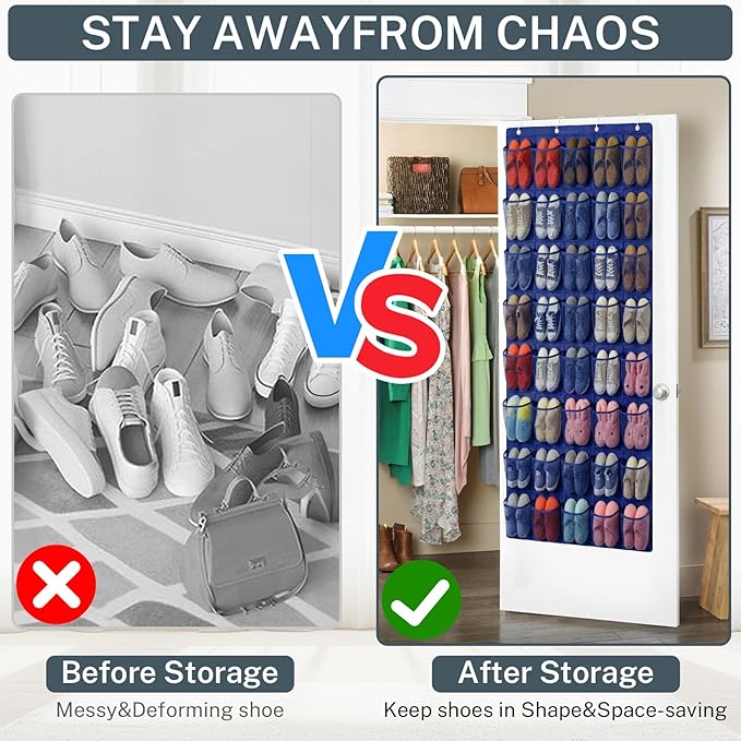 40-Pocket Over the Door Shoe Organizer - Large Mesh Pocket Hanging Shoe Organizer,Behind the Door Shoes Storage Holder Hanger