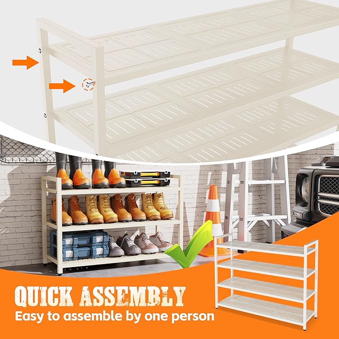 3-Tier Heavy Duty Metal Shoe Rack, 200 lbs Load Capacity Shoe Organizer with Reinforced Steel Tubes, No-Wobble Free Standing Shoe Shelf for Entryway, Closet, Bedroom, Dorm – Easy Assembly, Black