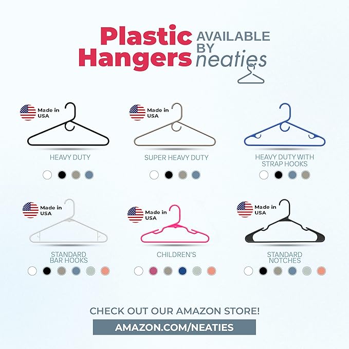 Super Heavy Duty Clothes Hangers 100+ Pack (216 Count) – Made in the USA - 10lb Capacity, Thick Plastic Hangers for Pants, Coats, Jackets, Jeans and Adult Clothing – Mint