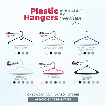 Super Heavy Duty Clothes Hangers 100+ Pack (216 Count) – Made in the USA - 10lb Capacity, Thick Plastic Hangers for Pants, Coats, Jackets, Jeans and Adult Clothing – Mint