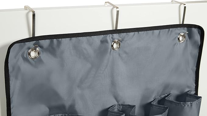 Covermates Over The Door Shoe Organizer - Heavy Duty Material, Stainless Steel Hooks, Grommets - Closet Storage, Grey