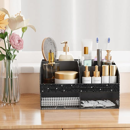 COMFYROOM Makeup Organizer, Bathroom Organizer (Bling Black)
