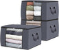 Fab totes Storage Bags,Clothes Blanket Storage Bins Foldable Closet Organizers with Reinforced Handle for Home Dorm Storage and Organization,Fabric Bags for Organizing Sheets,Clothing (Grey,3 Pack)