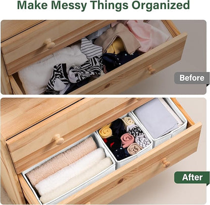 Kootek 16 Pack Drawer Organizer Clothes, Dresser Drawer Organizers for Clothing Fabric Foldable Closet Organizers and Storage Bins for Baby Clothes, Nursery, Underwear, Bras, Socks