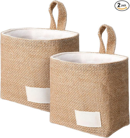 Yuanchu 2Pcs Small Hanging Storage Baskets, Wall Hanging Storage Bags Wall Mount Foldable Organizer Desktop Basket for Keys, Stationery, Cosmetics, Home Office Dorm Desk