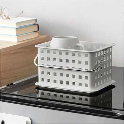 iDesign Shower Caddy Basket with Handle for Bathroom or College Dorm, Light Gray, Made in USA