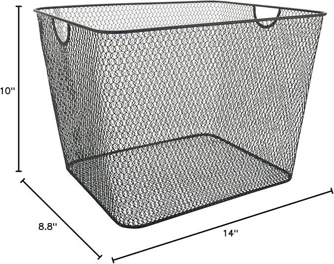 YBM Home Kitchen Pantry Organizer Wire Basket for Shelves, Cabinets, Pantry, Countertop, Mesh Open Storage Bin Metal Basket for Organizing Food Supplies