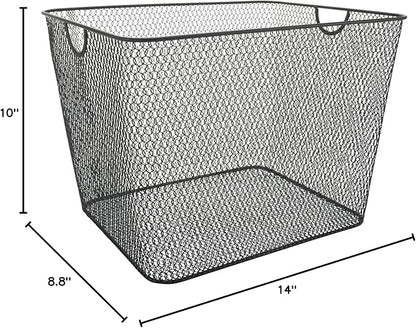 YBM Home Kitchen Pantry Organizer Wire Basket for Shelves, Cabinets, Pantry, Countertop, Mesh Open Storage Bin Metal Basket for Organizing Food Supplies