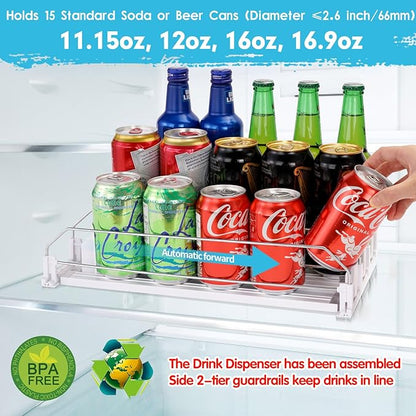 Rolling Soda Can Dispenser for Refrigerator and Automatic Soda Can Organizer for Refrigerator Can Dispenser
