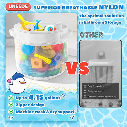UNEEDE Bath Toy Organizer,4 Gallons Bathtub Toy Storage Organizer,Quick Access Bath Toy Holder For Bathtub,Baby Organizer,Quick Dry Baby For Tub,Mesh Shower Caddy