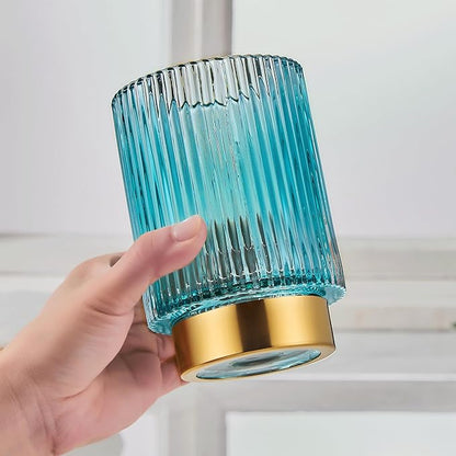 Makeup Brush Holder Organizer,Toothbrush Holders,Desk Pen Pencil Holder,Multifunctional Vintage Glass Brush Cup(A3-23-US)