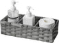 Toilet Tank Topper Paper Basket Multiuse Hand Woven Plastic Wicker Basket Bins with Divider for Shelves Rustic Farmhouse Bathroom Decor Countertop Organizer Storage