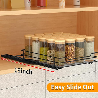 BOIVSHI Pull Out Spice Rack Organizer for Cabinet, Heavy Duty Slide Out Spice Rack Organizer for Kitchen Cabinets and Pantry, Fits Spices, Sauces, Canned Food (8.5''Wx10.5''Dx2.5''H)