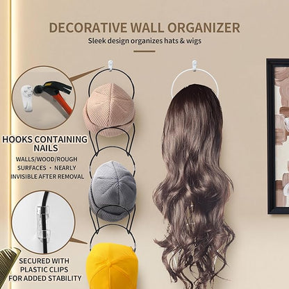 20 Pack Hat & Wig Stand Organizer for Multiple Wigs Hanger, Wig Holder, Space Saving Storage Rack for Hat, Tie, Scarf (Black)