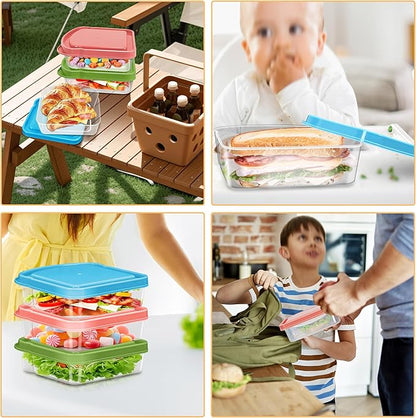 3 Pack Sandwich Containers, Colored Sandwich Boxes for Lunch, Reusable and Easy to Open Fun Sandwich Container (in 3 Colors)