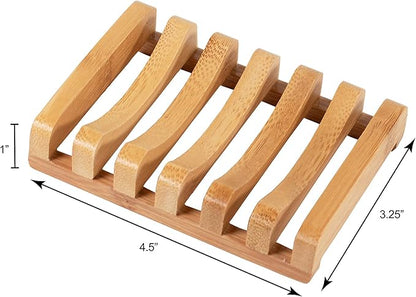 Bamboo Naturals Bar Soap Dish for Sink or Shower, Odor Resistant Tray, Sustainable Bamboo Wood Holder, Great for Bathrooms and Kitchens, 2 Pack