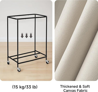 StorageWorks Laundry Hamper, 90L Rolling Laundry Sorter Cart with Removable and Washable Liner Bag, Clothes Hamper with Wheels and Handle for Laundry Room and Bedroom, Beige