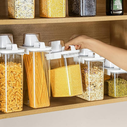 Rice Airtight Dry Food Storage Containers with Pourable Spout,Kitchen Food Cereal Storage Containers with Graduated Cap (1800ML)