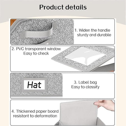 2 Pcs Stackable Hat Storage for Baseball Caps With Breathable Clear Window Lid, Flip-Top Access,Dust-Proof Zipper,Durable Cardboard Base,Space-Saving Cap Box