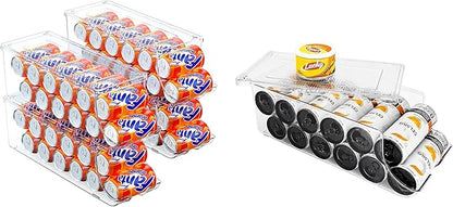 SCAVATA 4 Pack Soda Can Organizer & Skinny Can Organizer for Refrigerator
