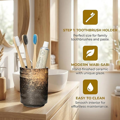 Ceramic Spoon Holder for Coffee Bar, Upright Tea Spoon Holder Cup, Coffee Stirrers Straws Stir Stick Holder, Red Strips