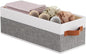 1 Pack Storage Bin, Foldable Basket for Organizing, Fabric Storage Box Container with Handles, White and Gray, 15 x 6 x 5 Inch