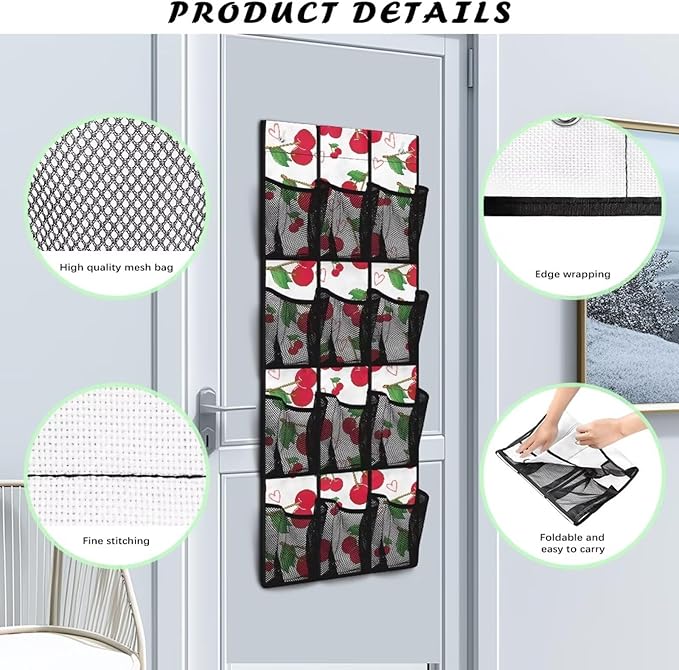 Over The Door Shoes Organizers,Cherry Heart Behind Door Shoes Hang Holder Rack,Storage for Small Spaces Waterproof Reusable