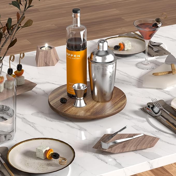 Lazy Susan for Table Top Bamboo Lazy Susan Turntable for Cabinet Kitchen Countertop Organizer for Condiment Bathroom Counter Organizer Decor Sink Tray Acacia Wood 10 Inch