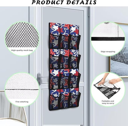 ZUXONGSY12 Pockets Behind Door Organizer American Star Over The Door Shoe Organizer Multi-Funtion Wall Hanging Storage for Living Room 4th of July Shoe Holder Hanger