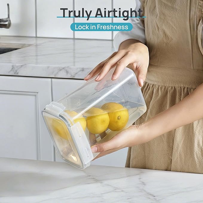 Vtopmart Airtight Food Storage Containers with Lids, 24 pcs Plastic Kitchen and Pantry Organization Canisters for Cereal, Dry Food, Flour and Sugar, BPA Free, Includes 24 Labels，Gray