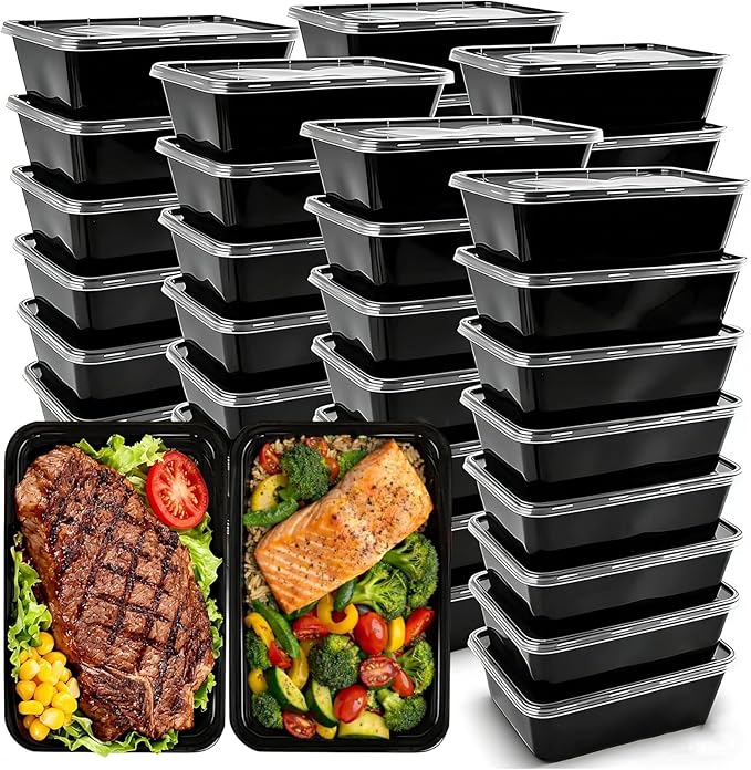 50-Pack Meal Prep Containers, 26 OZ Microwavable Reusable Food Containers with Lids for Food Prepping, Disposable Lunch Boxes, Plastic Food Boxes- Stackable, Freezer Dishwasher Healthy