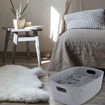 Welaxy Large Felt Storage Basket with Handles, Open Bin for Shelves, Books, Toys, Laundry & Home Organization (Gray)