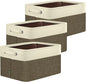 BALEINE 3 Pack Fabric Closet Storage Bins for Shelves, Linen Closet Organizers and Storage, Decorative Baskets for Organizing, Shelf, Clothes, Home, Office (Brown, 14''x10''x8.5'')