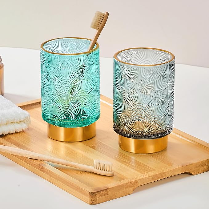 Makeup Brush Holder Organizer,Toothbrush Holders,Desk Pen Pencil Holder,Multifunctional Vintage Glass Brush Cup（A41-6-US）