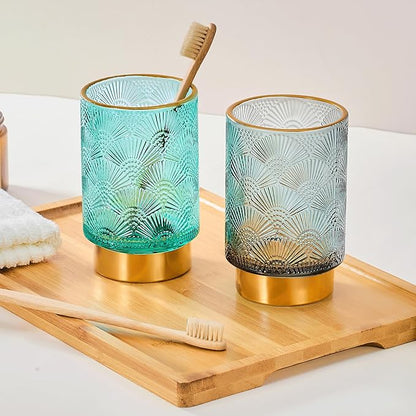 Makeup Brush Holder Organizer,Toothbrush Holders,Desk Pen Pencil Holder,Multifunctional Vintage Glass Brush Cup（A41-6-US）
