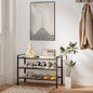 3-Tier Shoe Rack, 26.5" Wide Metal Storage Organizer for Closet Entryway,Holds up to 9 Pairs Shoes, Heavy-Duty Stand for Shoes, Books, or Plants (Black)