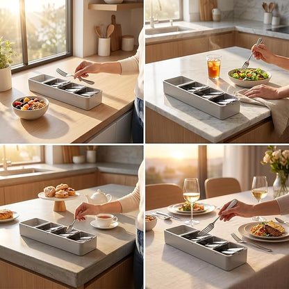 Li & Zhao Silverware Organizer for Drawer - Utensil Drawer Organizer Compact Utensil Organizer Silverware Tray Cutlery Organizer Spoon Drawer Kitchen for Kitchen, Office, Bathroom, Living room
