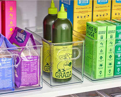 iDesign Slim Clear Plastic Stackable Storage Bin - Narrow Fridge, Pantry, or Kitchen Cabinet Organizer