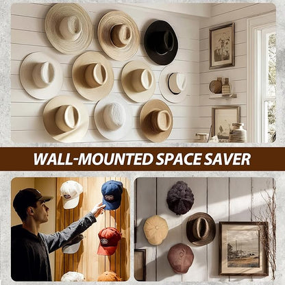 12 Pcs Cowboy Hat Rack for Wall, Hat Holder with Strong Adhesive Screws Bolts, Cowboy Hat Hook Hold up to 12 Hats, Hat Hanger for Baseball Caps Keys Accessories, Western Hat Hook Room Décor