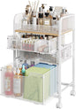 Hongtamoya Makeup Organizer Cart with Drawers, Floor Skincare Organizers Make Up Organizers Vanity Organizer Cosmetic Display Cases Holder for Skin Care Perfume Nail Polish Brush Hair Tool, White