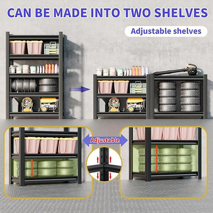 2 Set Garage Shelving Unit 78"H3000bls Heavy Duty Storage Shelves Easy Assembly 5 Tier Adjustable Metal Steel Utility Shelf Rack Storage Organize for Tools Garage,Basement,Warehouse 16"*36"*78"